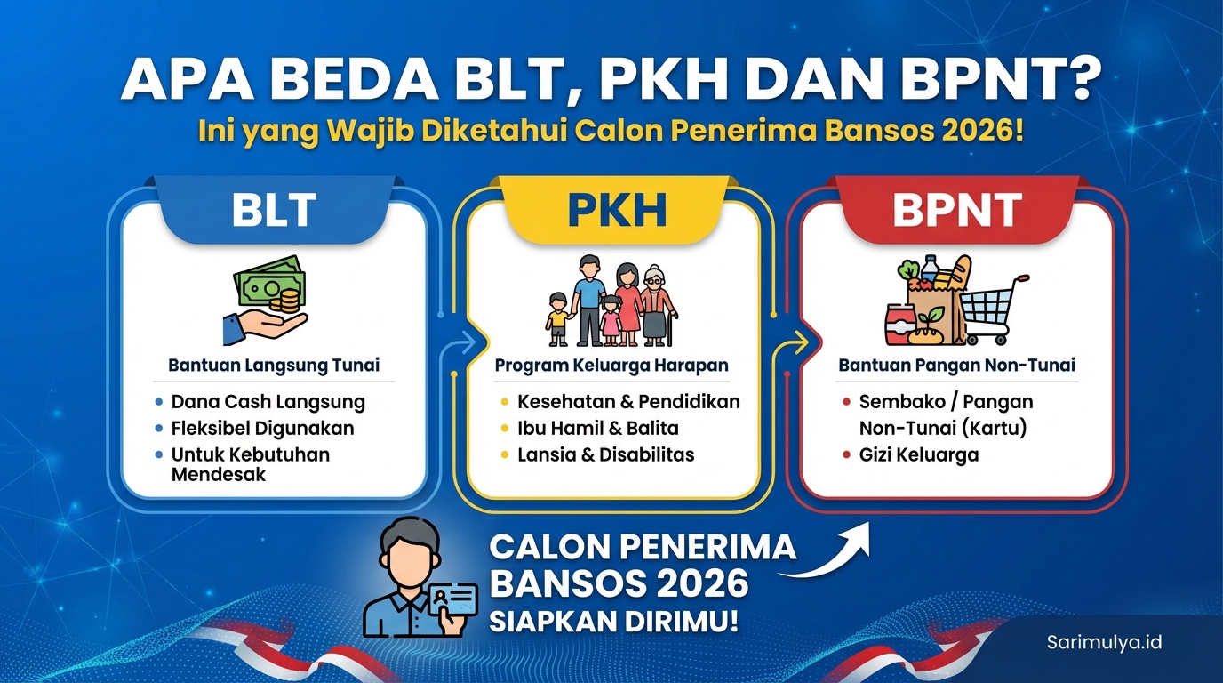 Apa Beda BLT, PKH dan BPNT? Ini yang Wajib Diketahui Calon Penerima Bansos 2026!