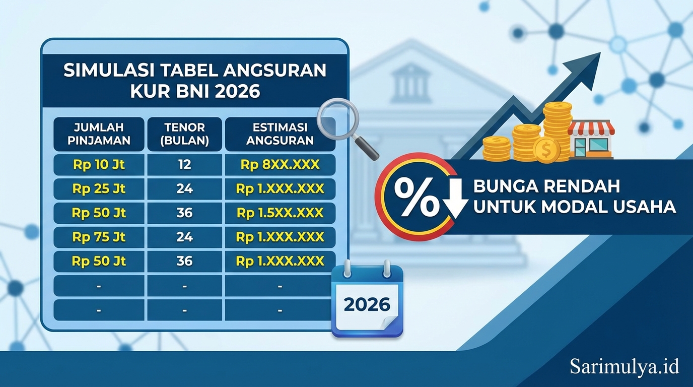 Simulasi Tabel Angsuran KUR BNI 2026 Bunga Rendah untuk Modal Usaha