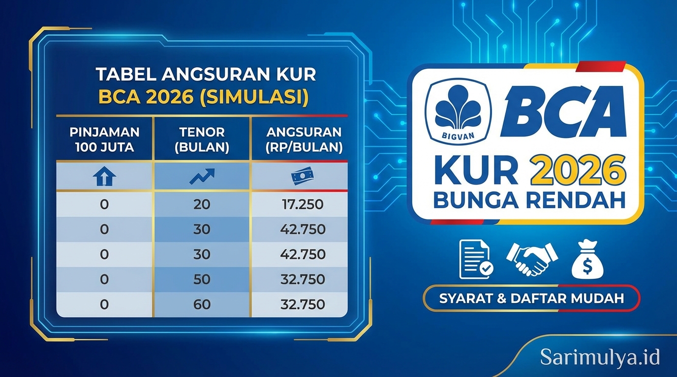 Tabel Angsuran KUR BCA 2026 Pinjaman 100 Juta Bunga Rendah dan Syarat Daftar