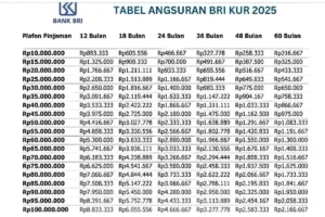 Tabel Angsuran KUR BRI 2026 Plafon 50 Juta: Syarat & Simulasi