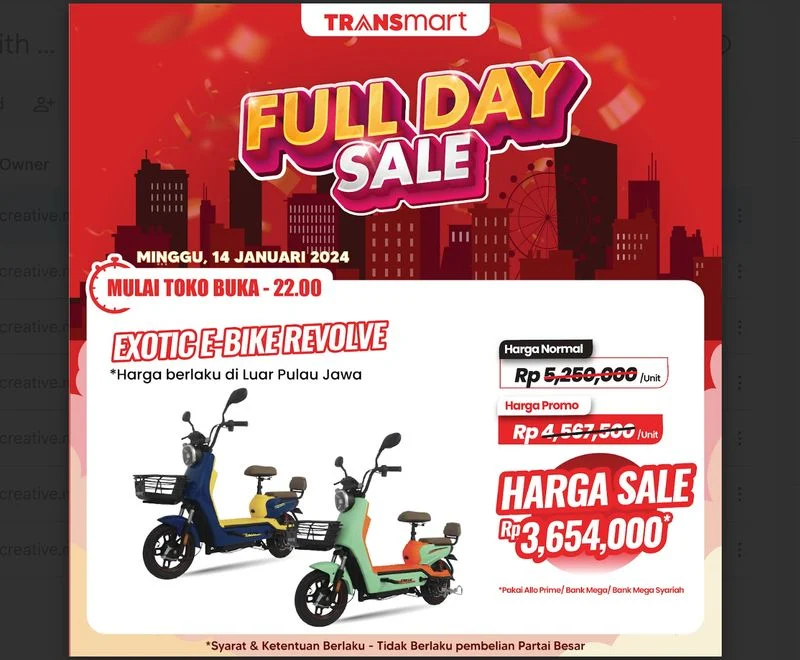 Sepeda Listrik Diskon - Buruan ke Transmart Full Day Sale!