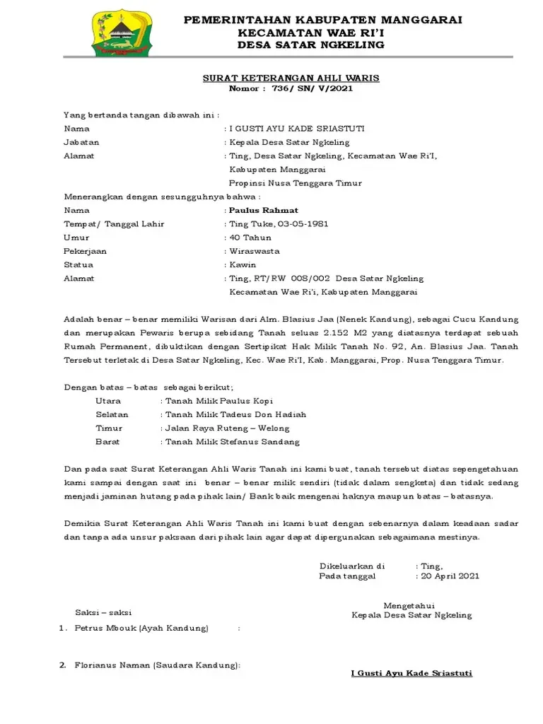 Surat Keterangan Ahli Waris di BHP Kini Terbuka Untuk Seluruh WNI