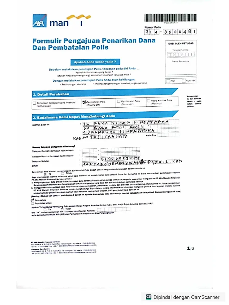 Tutup Polis Asuransi AXA Mandiri dan Penalti: Panduan Lengkap 2026